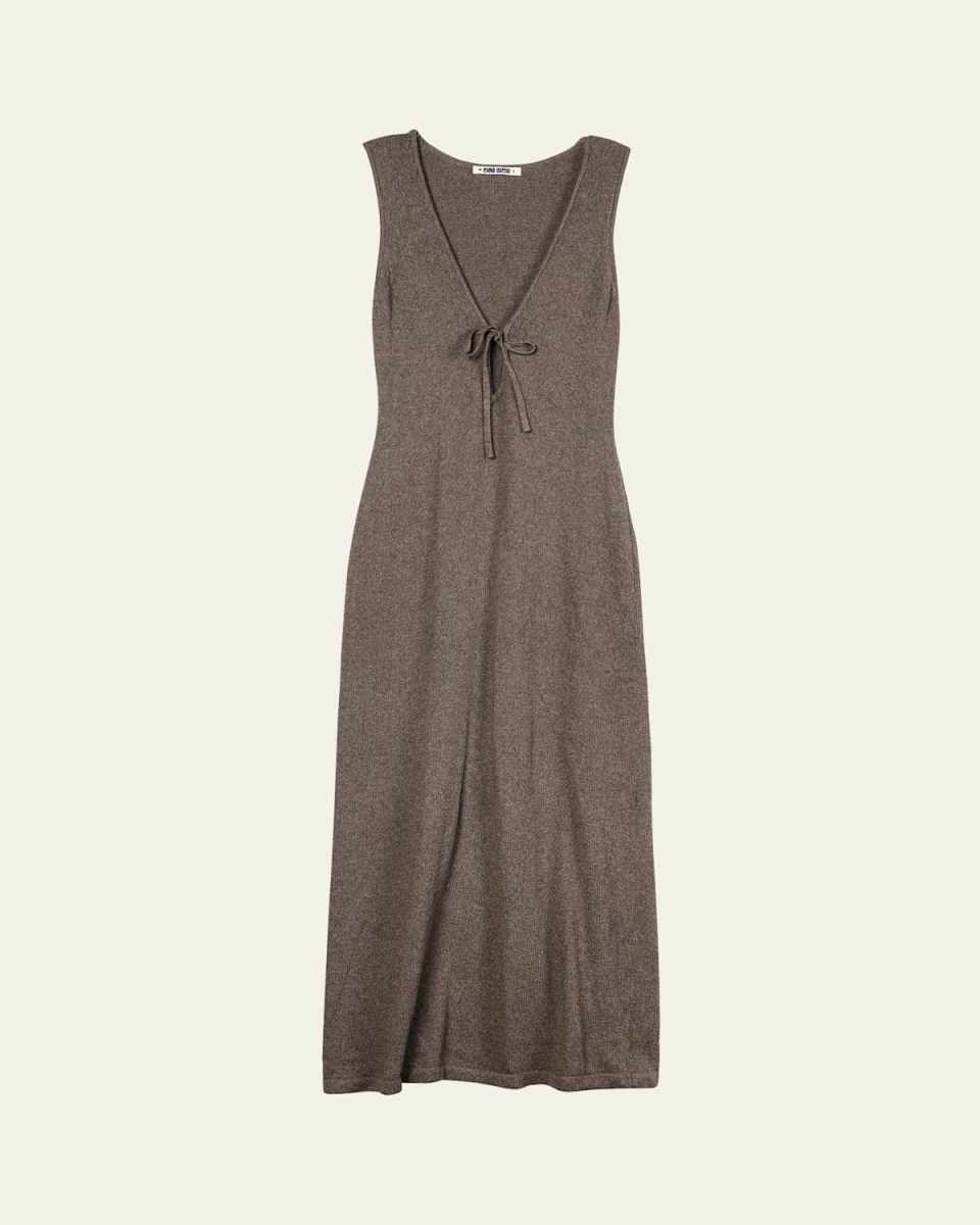 Delphinus Knit V-Neck Midi Dress